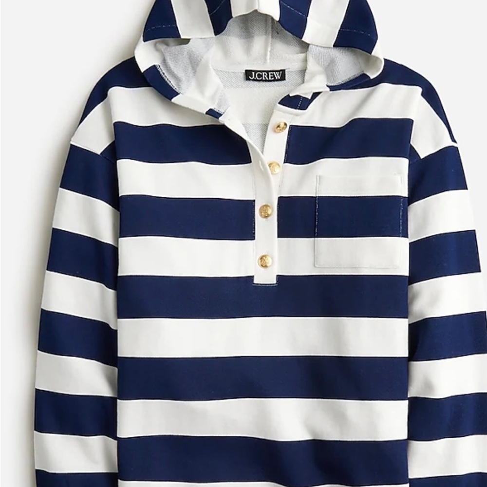 NWT J.Crew University terry Henley sweatshirt in stripe size S